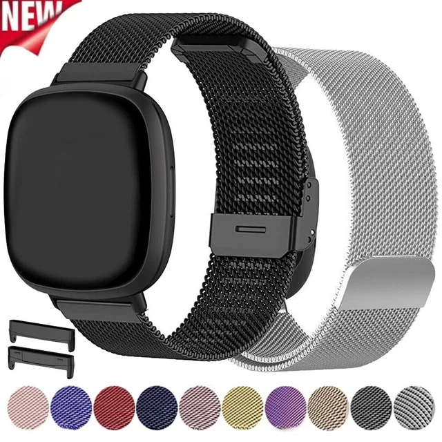 Metall Armband Für Fitbit Versa 3/4 & Sense/2 – Atmungsaktiv, Magnetisch, Schwarz