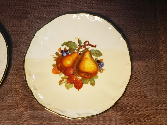 6 Bareuther Waldsassen Bavaria Germany MCM 7.75" Fruit Theme Lunch Plates Set #2