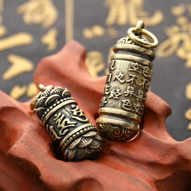 Keychains Brass Buddha GuanYin Hanging Pill Box Medicine Case Container Bot~m'