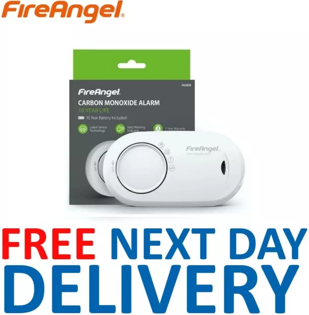 FireAngel FA3820 10 Year Sealed Battery Carbon Monoxide CO Alarm