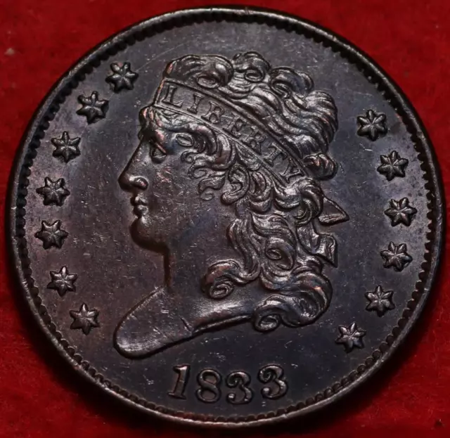 Uncirculated 1833 Philadelphia Mint Copper Classic Head Half Cent