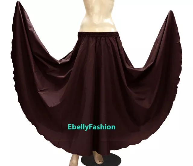 Coffee Cotton 360 Full Circle Long Skirt  Belly Dancing Clothing Tribal Costum