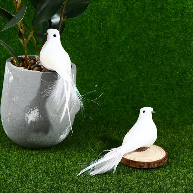 2pcs White Doves Feather Artificial Foam Lover Peace Doves Bird Home DecorLDQ Ec