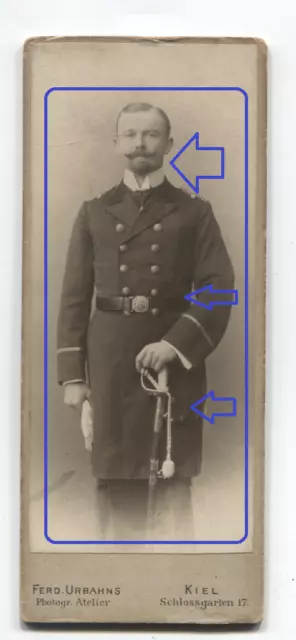 01/09 CDV Foto Kaiserlicher Marine Offizier mit SÄBEL um 1900