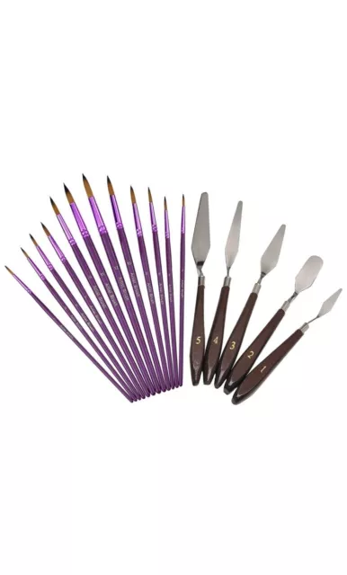 Ensemble de pinceaux de peinture d'artiste pour peinture à l'huile acrylique aquarelle avec palette de 5 pièces