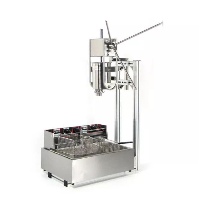 Commercial Manual Churros Machine, Spanish Donuts Churrera Maker With 12L Fryer