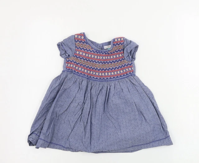 Linea a A blu cotone John Lewis ragazza taglia 12-18 mesi collo a equipaggio