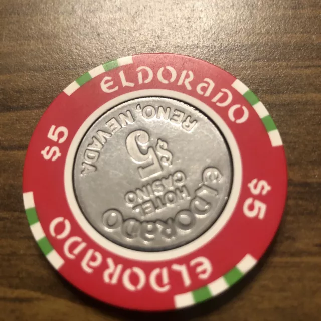 $5 eldorado silver inlay reno nevada  casino chip