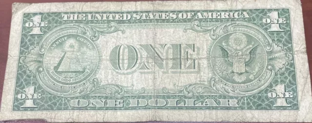 Blue United States Silver Certificate $1 Bill 1935F Series Decent Condition 2