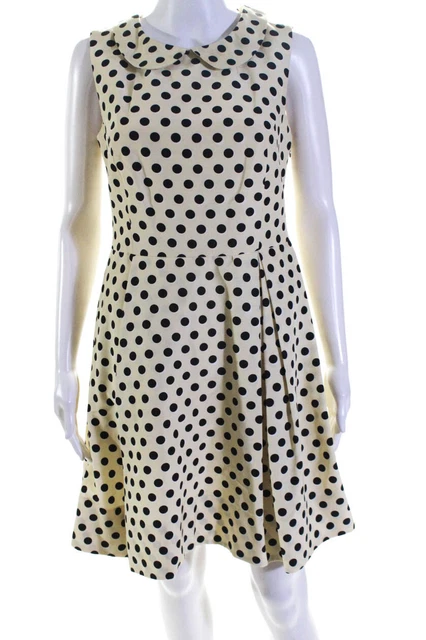 Rochas Womens Peter Pan Collar Polka Dot Fit and Flare Dress Yellow Size 42