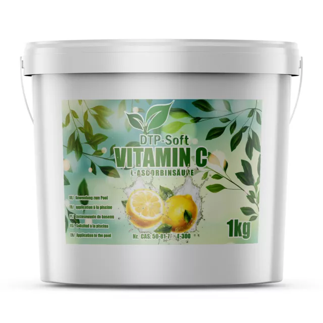 1kg 100% Vitamin C Pulver 1 kg Reine L-Ascorbinsäure Lebensmittelqualität EIMER