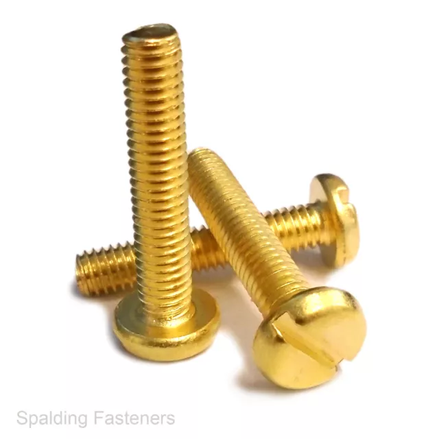 Metric Brass Pan Slotted Head Machine Screws M2,M2.5,M3,M4,M5,M6 X Choose Length