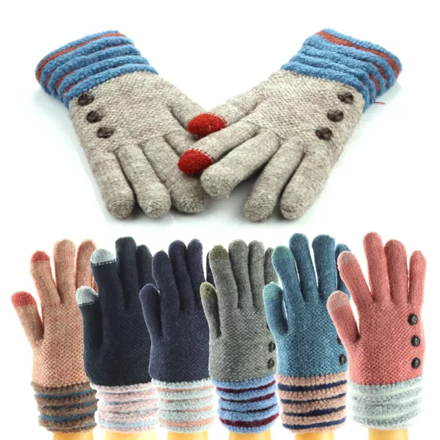 Winter Thick Thermal Insulated Knit Gloves Snow Windproof Warm Mittens Womens