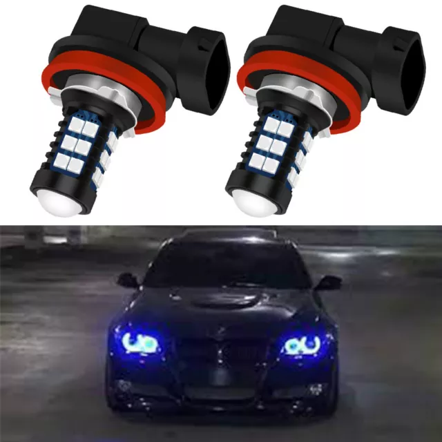 2 Pack 10000K Blue H8 LED Light Bulbs Angel Eyes Halo Ring For BMW E92 E91 E60