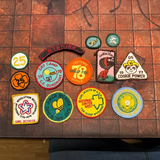 Vintage 70's/80s Official Girl Scout Badges Lot Of 13 Wyoming Cookies