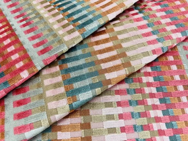 Lee Jofa Cut Velvet Stripe Uphol Fabric- Picket Multi Russet 3.15yd 2019153.7075