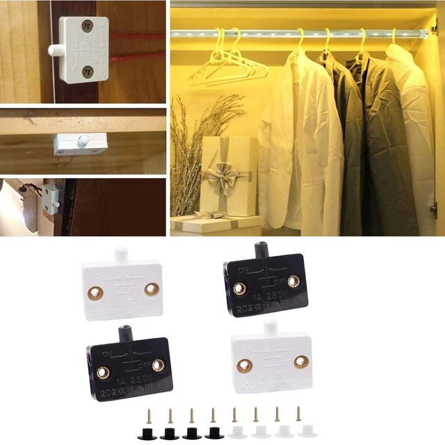 Lot De 10 Interrupteurs Porte Armoire Greluma - 250V 1A, Blanc - Allumage Auto à L'Ouverture - Pour Lumière Placard