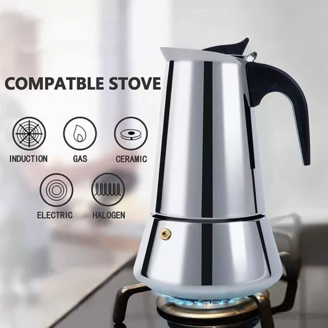 Italian Espresso Maker 6 Cup Espresso Coffee Percolator Stove Top Moka Pot UK