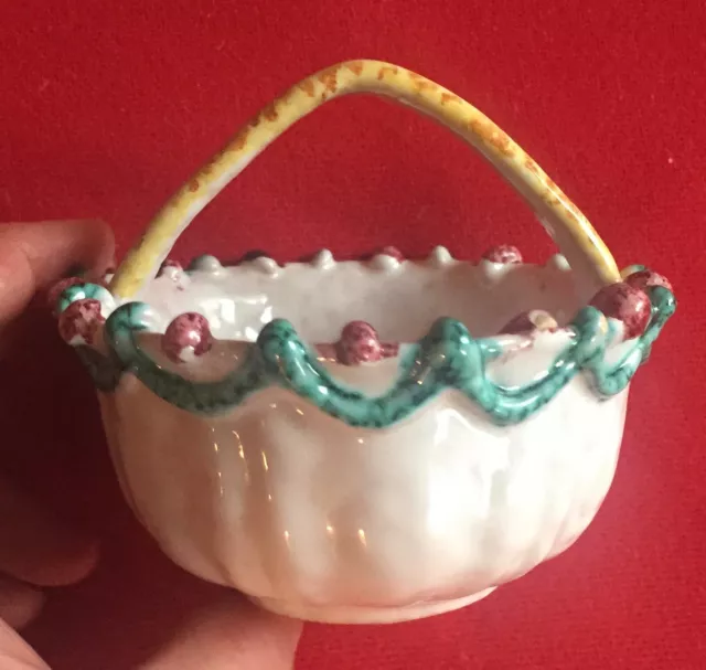 Italian Mid-Century Modern Art Pottery Faience Majolica Basket Bowl 1950's MCM