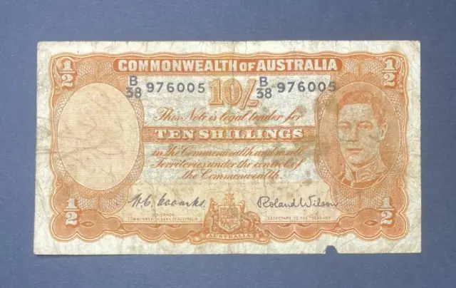 1952 Ten Shilling General Prefix (Very Good) Coombs/Wilson Australian note