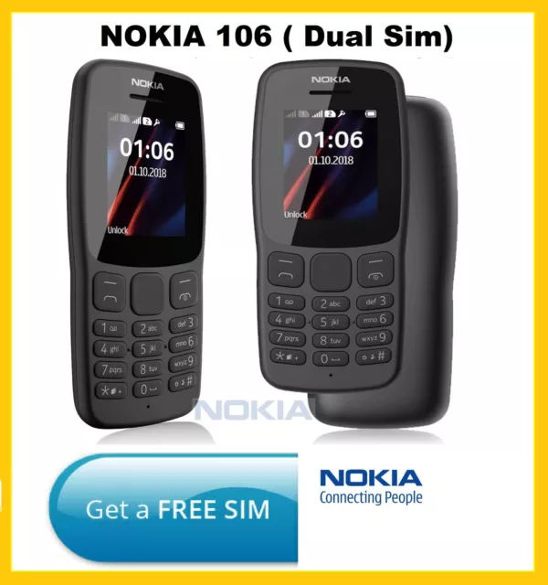 Nokia 106 Dual Sim 2018 grigio scuro con torcia LED - radio FM - telefono con pulsante grande