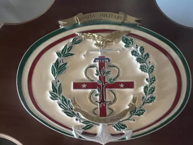 Crest SANITA' MILITARE  scudo legno e metallo IN UNITATE FRUCTUS