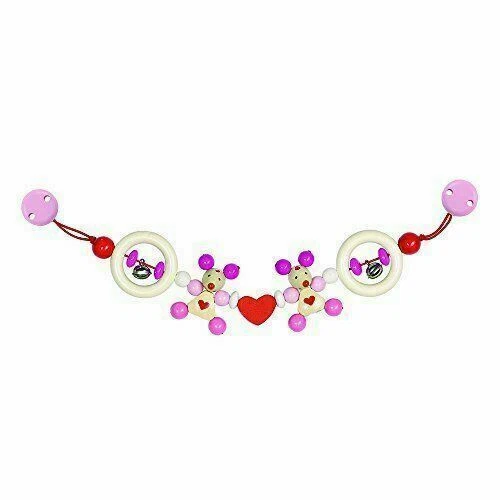 Heimess Hochet - Chaîne de Poussette avec Clips - Souris - Rose
