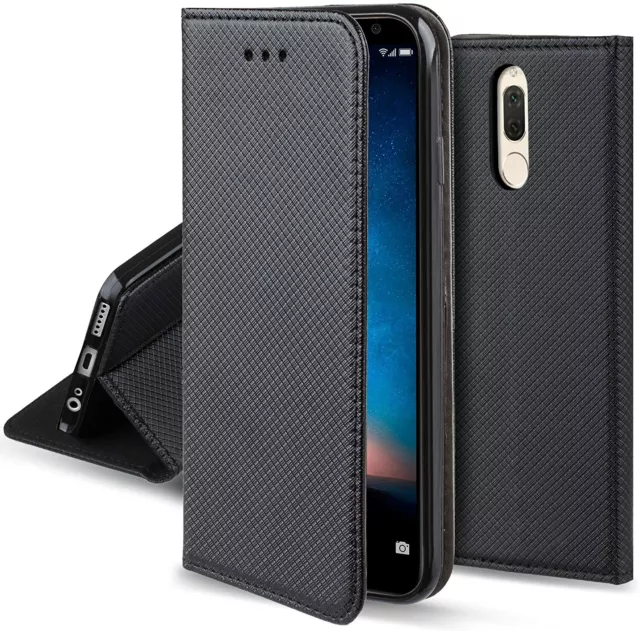 Custodia Libro Per Huawei Mate 10 Lite - Cover Smart Magnet Case Nero