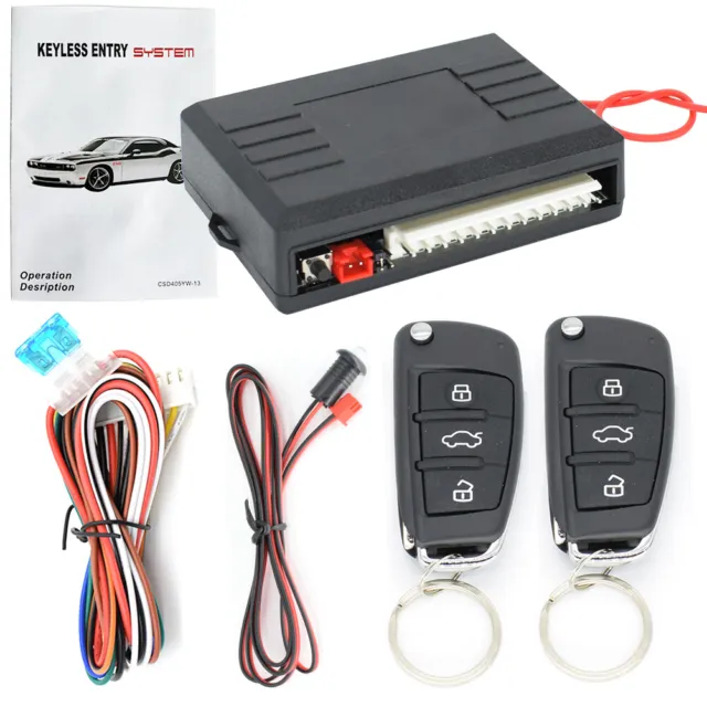 Keyless Entry Car Alarm System+2 Flip 3-button Key Fob Remote Control Lock Kit