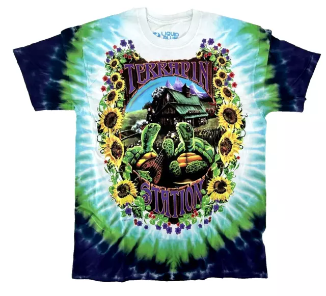 Grateful Dead Terrapin Station Tie Dye Liquid Blue T-Shirt Size 2 Extra Large