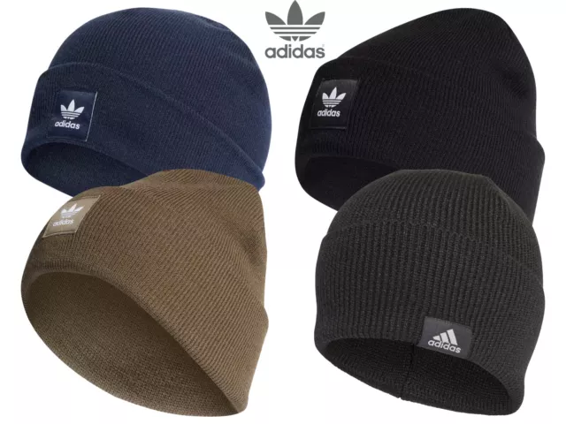 Mens Adidas Cuff Beanie Knitted Winter Hat Casual Warm Originals Logo Skull Cap