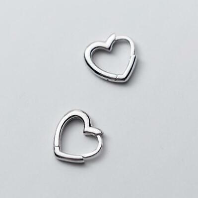 Girls Child 925 Sterling Silver Heart Shaped Small Huggie Hoop Earrings A1471-S