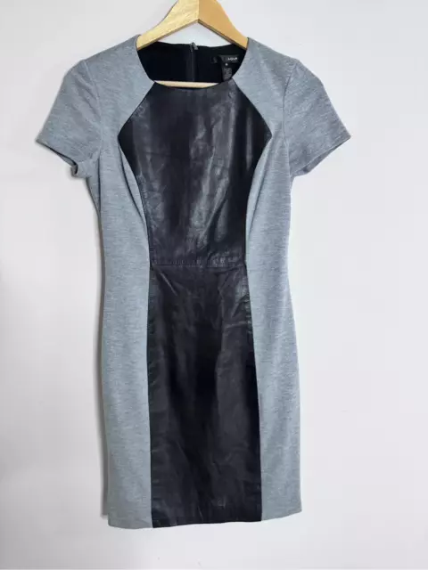 AQUA LEATHER BLACK and grey career cocktail sheath dress sz S $45.00 ...