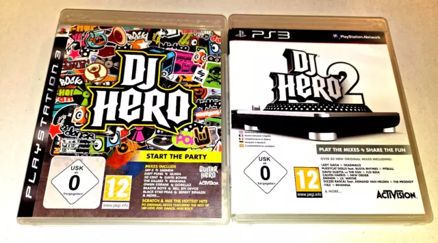 Paquete de trabajo DJ Hero + DJ Hero 2 (Playstation 3 / PS3) Lote de 2 PAL...