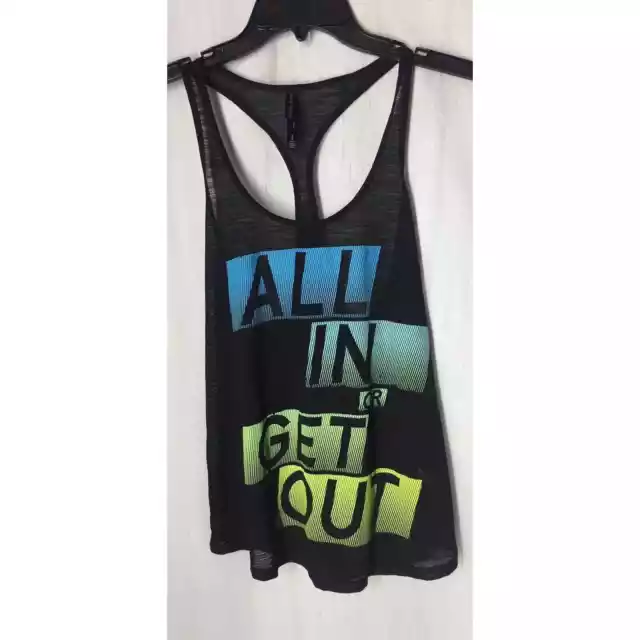 Live Love Dream Small Petite Woman Workout Razor Back Tank “ All In Or Get Out”