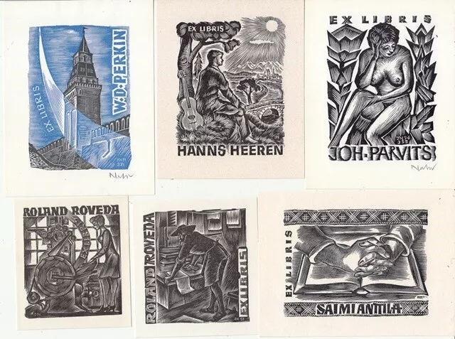 10 Exlibris Bookplate Hochdrucke Johann Naha 1902-1982 Konvolut Lot Albert 2