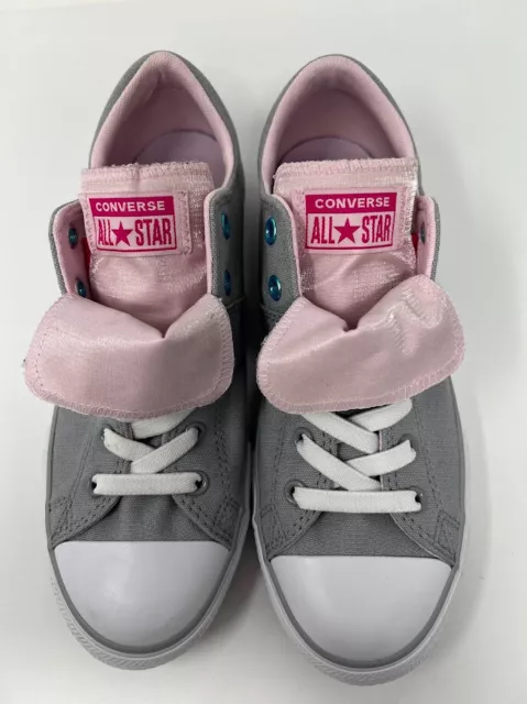 Converse Girls Maddie Wolf Grey Pink White Kids Casual Shoes Size 5 Youth