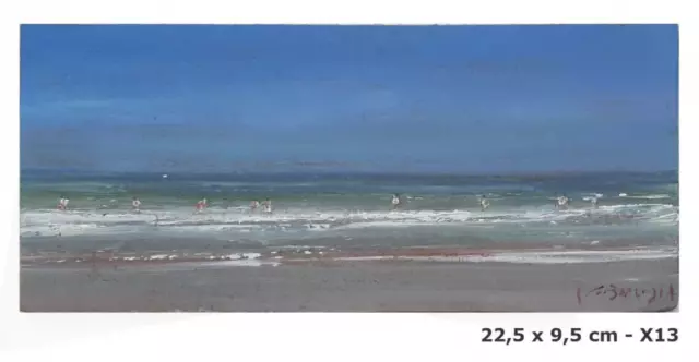 Tableau Huile Paysage Mer Espagne Galice Praia À Lanzada Peinture Signé X13