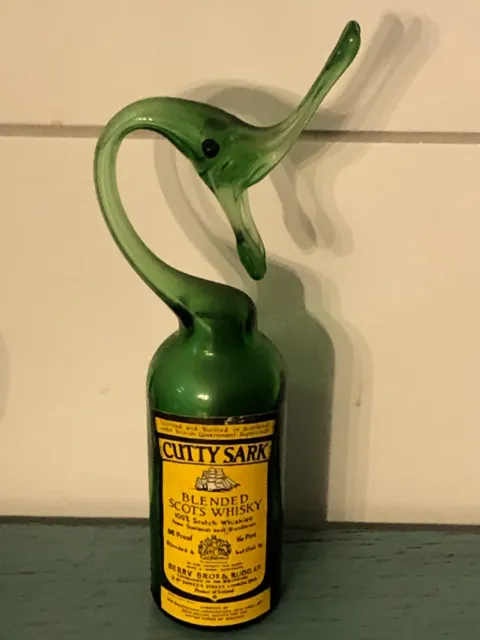 Vintage Cutty Sark Mini Whiskey Bottle Blown Glass OOAK Loch Ness Monster Nessie