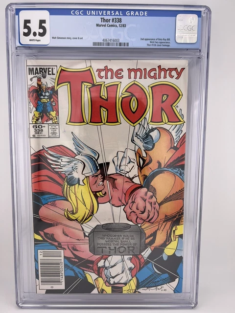 Thor #338 CGC 5.5 Newsstand! 2nd App. of Beta Ray Bill-Thor #126 Cover Homage!