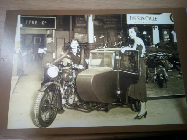 The Nostalgia Postcard - The Motorcycle Show, Olympia 1930 - Bsa Sidecar