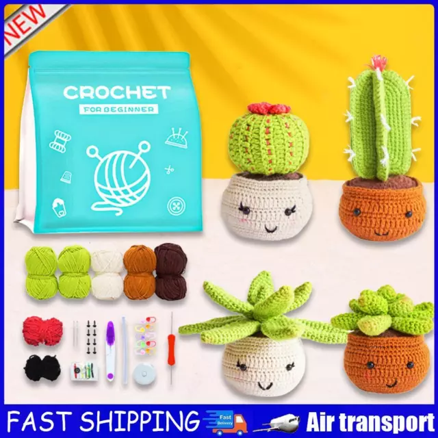 Cute Cactus Toys Crochet Starter Kit with Video Tutorials for Beginners (Cactus)