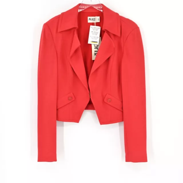 New ALICE By TEMPERLEY Womens Sz 10 Red Moto Jacket VTG Fauves Poppy Cropped