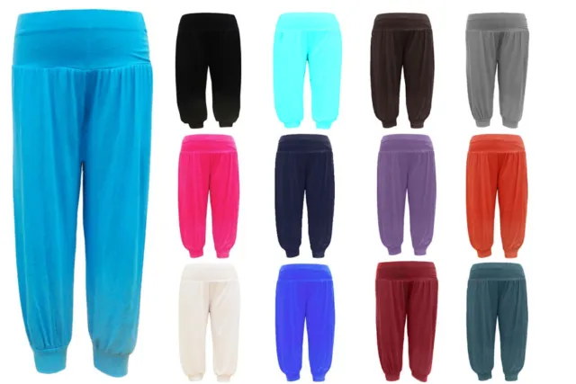Girls Kids Dance Full Length Plain Harem Hareem Trousers Pants Legging Age 2-13