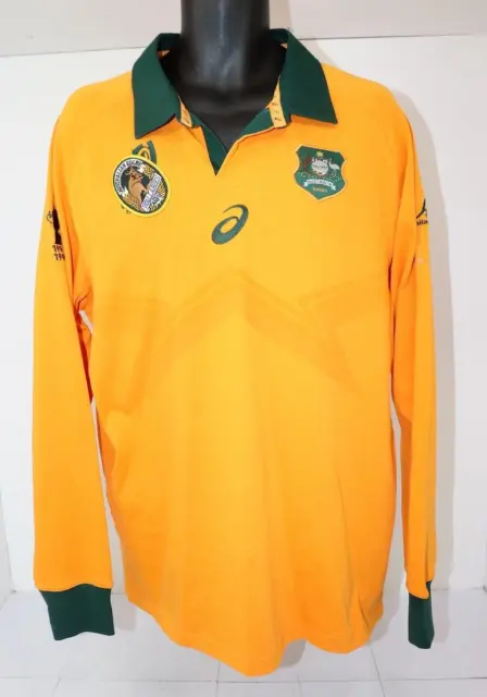 Authentic Asics Australia Wallabies 2023 Men's Rugby World Cup LS Jersey Size XL