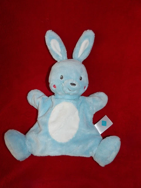 Doudou Marionnette Tex Baby Lapin Bleu Blanc NEUF