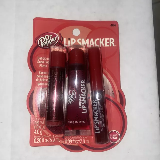 Lip Smacker DR PEPPER Set #464 - Lip Balm/SQUEEZY/Liquid Lip Gloss