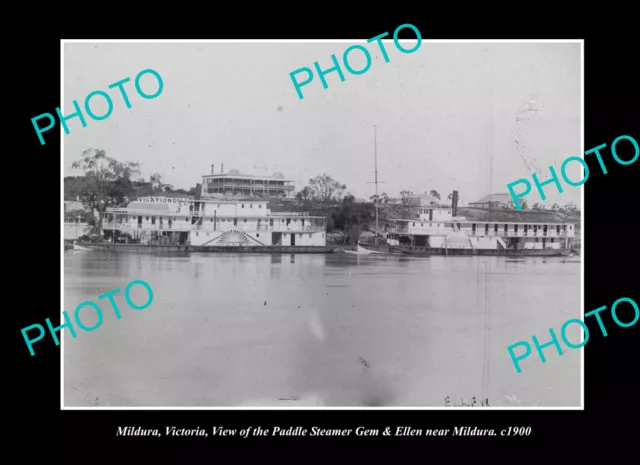 OLD LARGE HISTORIC PHOTO MILDURA VICTORIA PADDLE STEAMERS GEN & ELLEN c1900