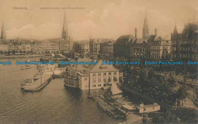 R033388 Hamburg. Jungfernstieg mit Alsterdamm. C. Worzedialeck. 1921