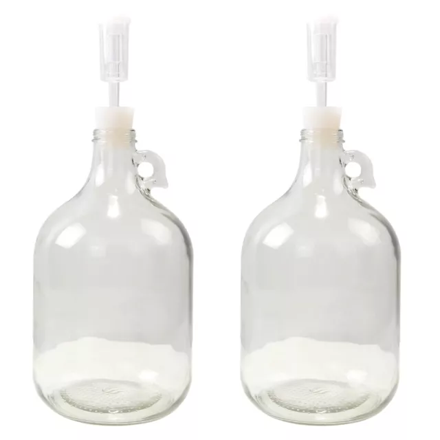 2X 5L Glass Demijohn With Screw Top Lid Bung & Airlock Spirits Wine Making Jar